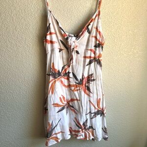 Tilly’s Summer Orange Floral Front Tie Slip Mini Dress S Small